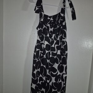 Zara Black and White Abstract Midi Dress
